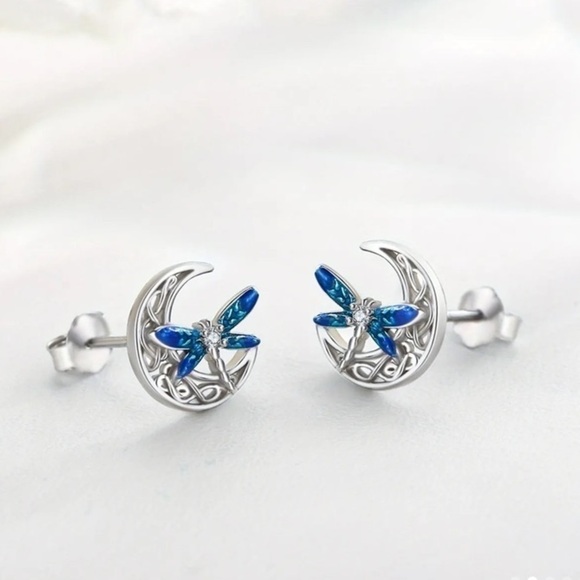 Dragonfly Moon Stud Earrings - Picture 4 of 4